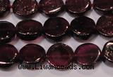 CGA383 15 inches 7mm coin natural red garnet beads wholesale