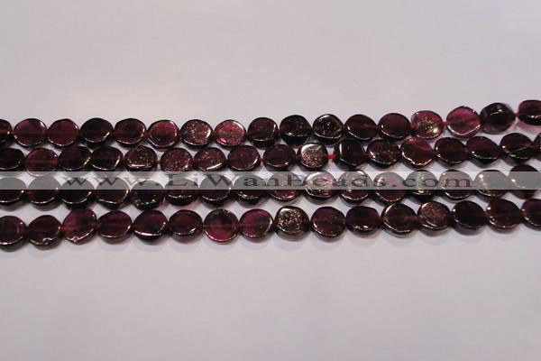 CGA383 15 inches 7mm coin natural red garnet beads wholesale