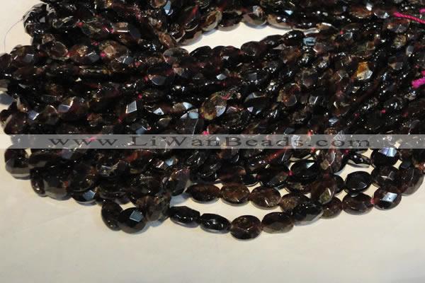 CGA480 15.5 inches 7*9mm faceted oval natural red garnet beads