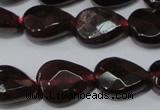 CGA484 15.5 inches 8*10mm faceted flat teardrop natural red garnet beads