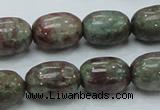 CGA54 15.5 inches 12*16mm egg-shaped red green garnet gemstone beads