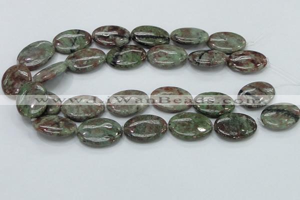 CGA67 15.5 inches 22*30mm oval red green garnet gemstone beads