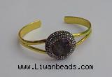 CGB2032 25mm coin plated druzy agate bangles wholesale