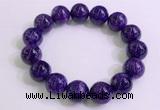 CGB2565 7.5 inches 14mm round charoite gemstone beaded bracelets