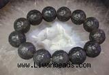 CGB3000 7.5 inches 17mm - 18mm carved round grey agate bracelet