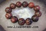 CGB3007 7.5 inches 16mm carved round agate bracelet wholesale