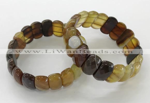 CGB3122 7.5 inches 10*20mm faceted oval agate bracelets