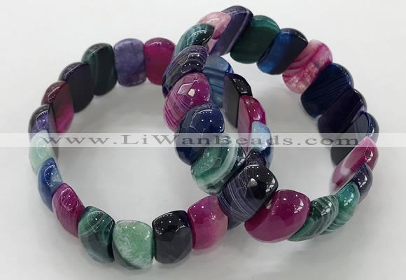 CGB3133 7.5 inches 10*20mm faceted oval agate bracelets