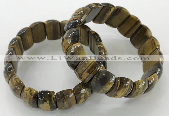 CGB3301 7.5 inches 10*20mm faceted oval yellow tiger eye bracelets