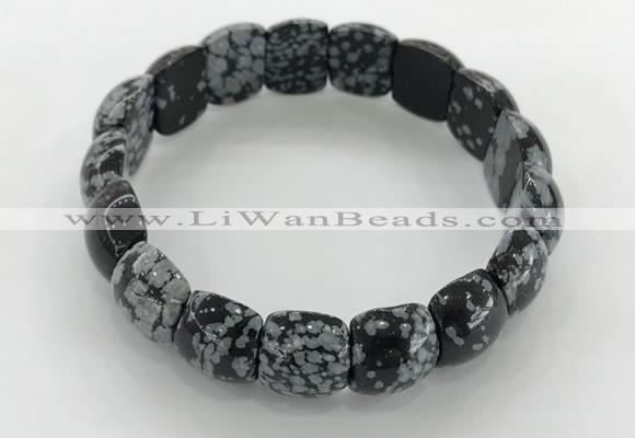 CGB3386 7.5 inches 10*15mm oval snowflake obsidian bracelets