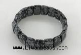 CGB3437 7.5 inches 12*15mm faceted rectangle snowflake obsidian bracelets