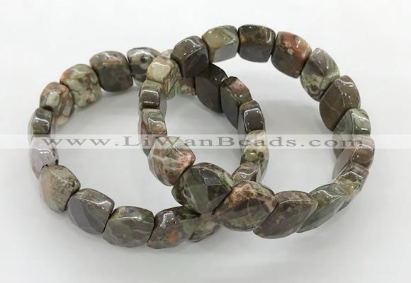 CGB3444 7.5 inches 10*15mm faceted marquise rainforest agate bracelets