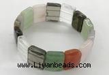 CGB3483 7.5 inches 15*20mm faceted rectangle mixed gemstone bracelets