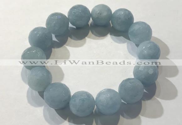 CGB4039 7.5 inches 13mm faceted round aquamarine beaded bracelets