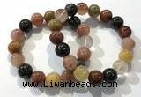 CGB4074 7.5 inches 13mm round mixed rutilated quartz beaded bracelets