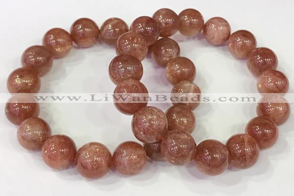 CGB4536 7.5 inches 14mm round golden sunstone beaded bracelets