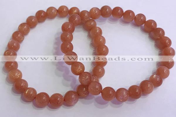 CGB4538 7.5 inches 7mm - 8mm round golden sunstone beaded bracelets