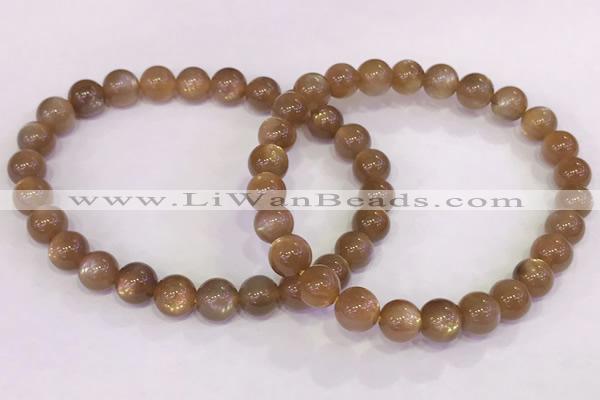 CGB4548 7.5 inches 7mm round sunstone beaded bracelets