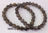 CGB4552 7.5 inches 7mm - 8mm round black sunstone beaded bracelets