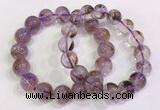 CGB4669 12mm - 13mm round purple phantom quartz beaded bracelets