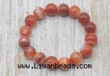 CGB5336 10mm, 12mm round red banded agate beads stretchy bracelets