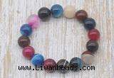 CGB5340 10mm, 12mm round colorful banded agate beads stretchy bracelets