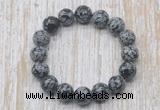 CGB5391 10mm, 12mm round snowflake obsidian beads stretchy bracelets