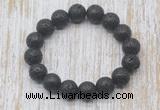 CGB5393 10mm, 12mm round black lava beads stretchy bracelets