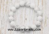 CGB5500 10mm, 12mm round matte white howlite beads stretchy bracelets