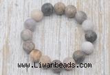 CGB5503 10mm, 12mm round matte bamboo leaf agate beads stretchy bracelets