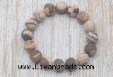 CGB5515 10mm, 12mm round matte zebra jasper beads stretchy bracelets