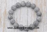 CGB5517 10mm, 12mm round matte grey picture jasper beads stretchy bracelets