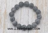 CGB5520 10mm, 12mm round matte black labradorite beads stretchy bracelets