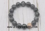 CGB5665 10mm, 12mm black labradorite beads with zircon ball charm bracelets