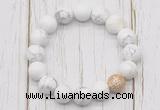 CGB5690 10mm, 12mm white howlite beads with zircon ball charm bracelets