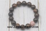 CGB5696 10mm, 12mm bronzite beads with zircon ball charm bracelets