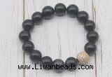 CGB5710 10mm, 12mm black banded agate beads with zircon ball charm bracelets