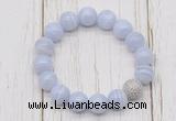 CGB5722 10mm, 12mm blue lace agate beads with zircon ball charm bracelets