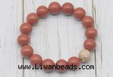 CGB5732 10mm, 12mm red jasper beads with zircon ball charm bracelets