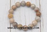 CGB5745 10mm, 12mm fossil coral beads with zircon ball charm bracelets