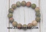 CGB5823 10mm, 12mm matte unakite beads with zircon ball charm bracelets