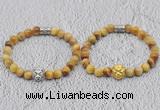 CGB6000 8mm round golden tiger eye bracelet with lion head for men