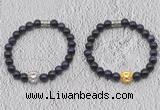 CGB6028 8mm round purple tiger eye bracelet with lion head for men