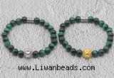 CGB6037 8mm round green tiger eye bracelet with lion head for men