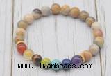 CGB6203 8mm yellow crazy lace agate 7 chakra beaded mala stretchy bracelets