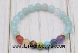 CGB6207 8mm sea blue banded agate 7 chakra beaded mala stretchy bracelets