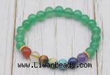 CGB6217 8mm green agate 7 chakra beaded mala stretchy bracelets