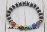 CGB6221 8mm Tibetan agate 7 chakra beaded mala stretchy bracelets