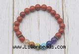 CGB6232 8mm red jasper 7 chakra beaded mala stretchy bracelets