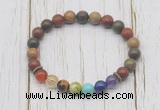 CGB6243 8mm picasso jasper 7 chakra beaded mala stretchy bracelets